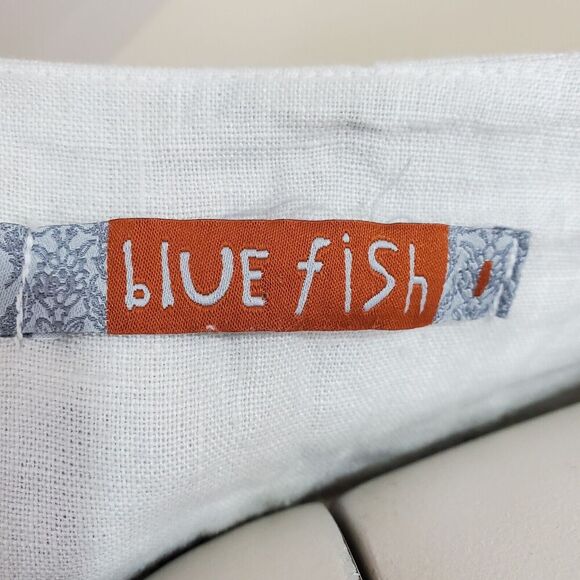 Blue Fish Size 1 Linen tie Front Tunic 5306 Contrast Cardi Dew-P Hand Printed - Picture 11 of 16